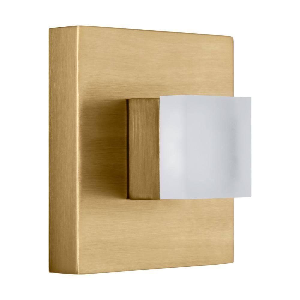 Brander Satin Brass Dimmable Wall Sconce with Frosted Acrylic Shade
