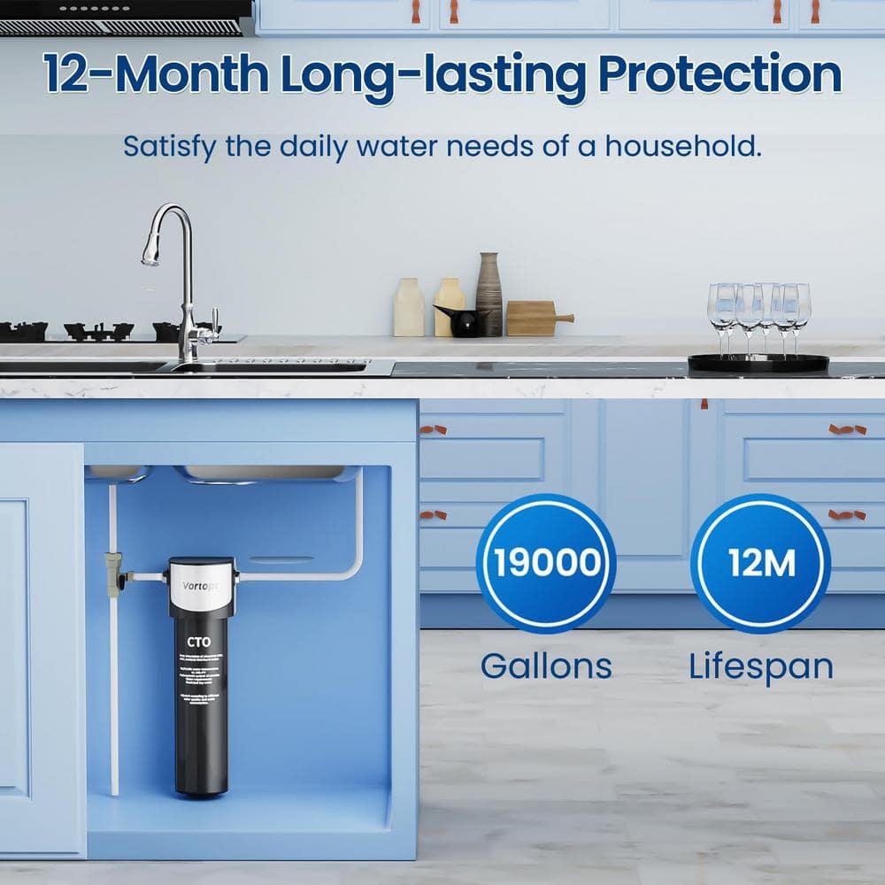 Under Sink Water Filter System ,NSF/ANSI 42 Certified Water Purifier, 28000 Galloons Large Flow Flux, Reduces PFAS, PFOA/PFOS, Chlorine, Bad Odors, Direct Connect to Kitchen Faucet, Q5-C2