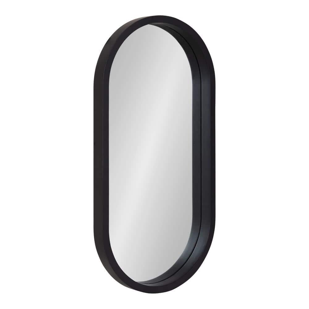 Kate & Laurel All Things Decor 12"x24" Travis Oval Wall Mirror Black: Modern Style, MDF Frame, No Assembly Required