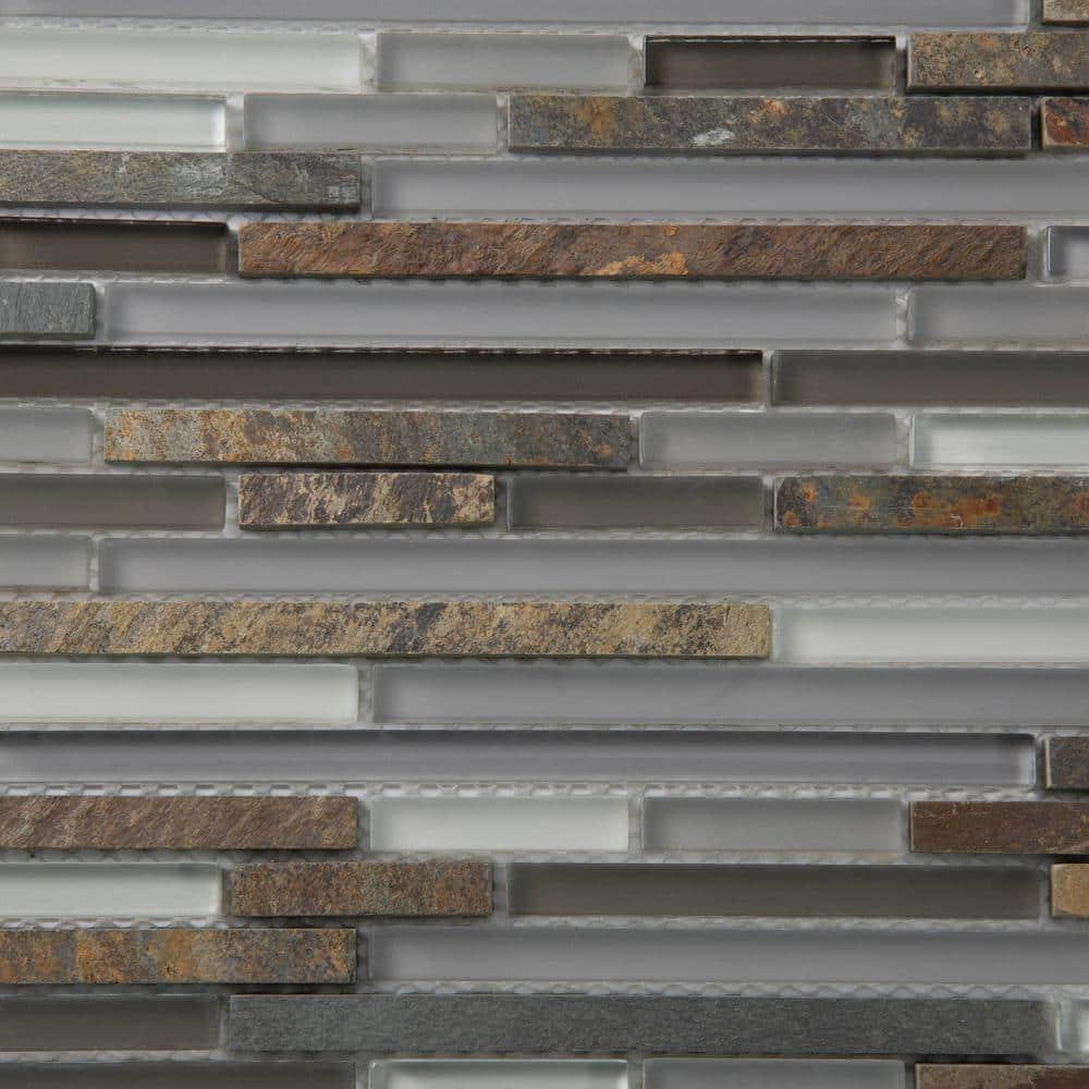 Apollo Tile   5 pack 11.8-in x 11.8-in Waterfall Gray and Beige Glass and Stone Mosaic Tile (4.83 Sq ft/case)