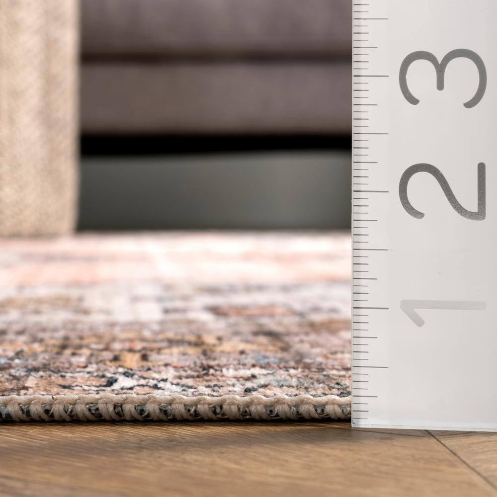 Nuloom Gracie Medallion 3x5 Machine Washable Accent Indoor Area Rug for Living Room Bedroom Dining Room Entryway Kitchen, Peach/Ivory