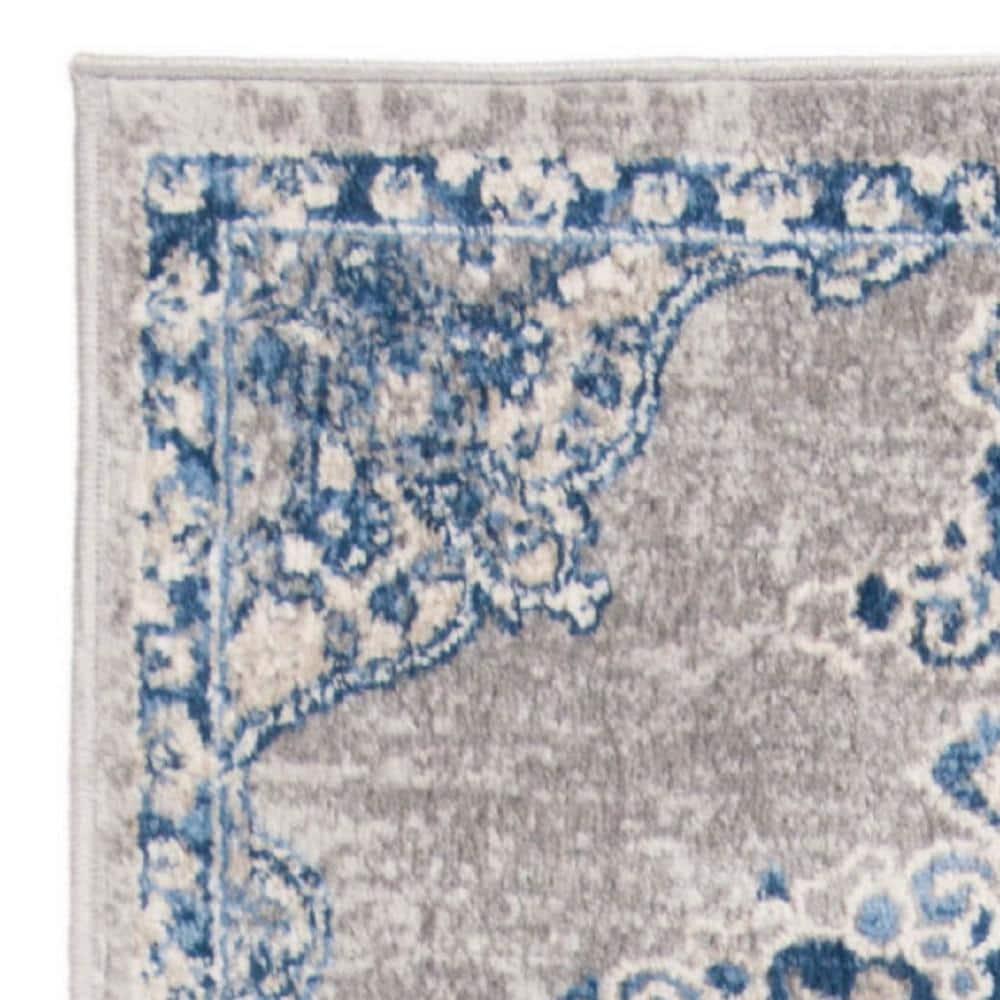 SAFAVIEH Brentwood Harland Floral Bordered Runner Rug, 2' x 6', Light Grey/Blue