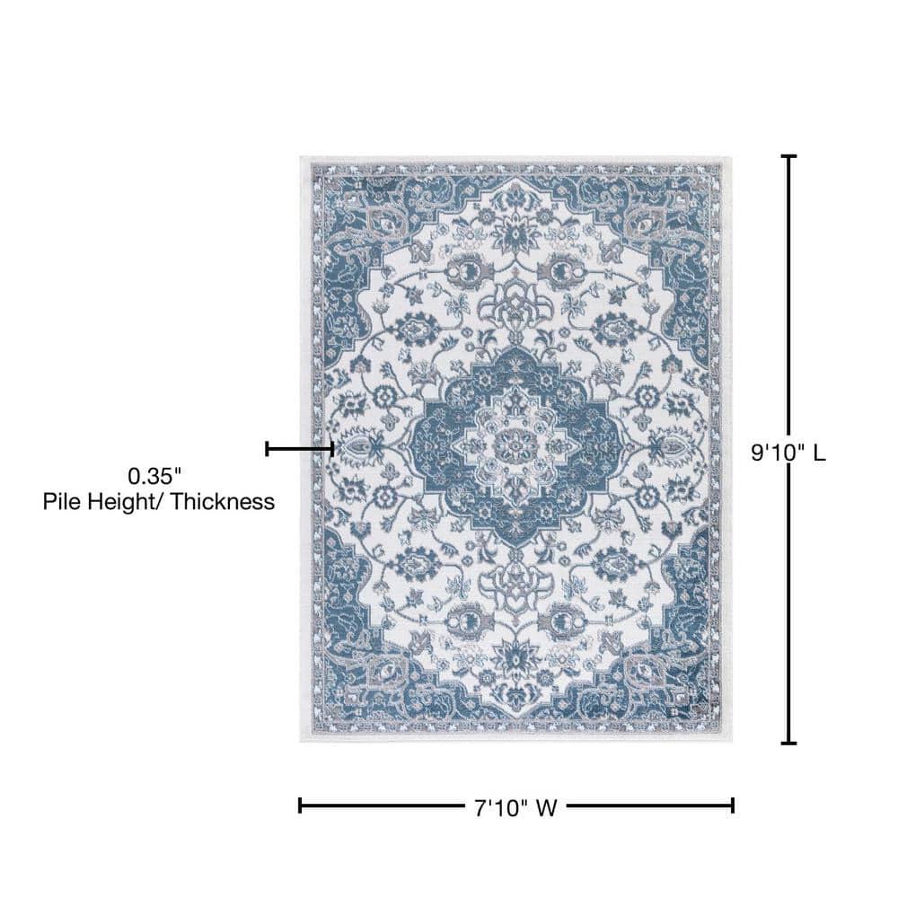 Madison Collection Royal Medallion Ivory 7 ft. 10 in. x 9 ft. 10 in. Area Rug