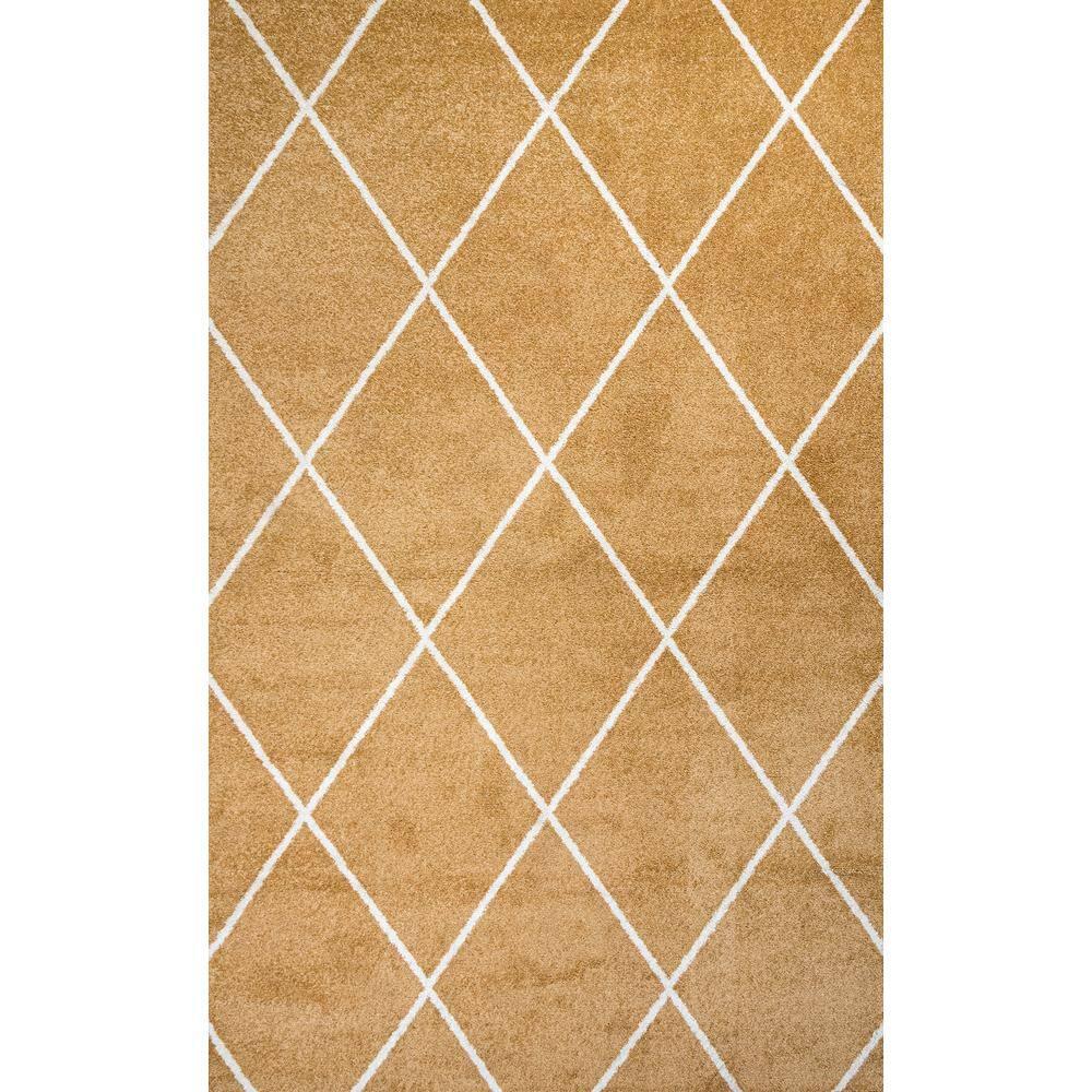 8'x10'  Cole Minimalist Diamond Trellis Area Rug, Gold/White - JONATHAN Y