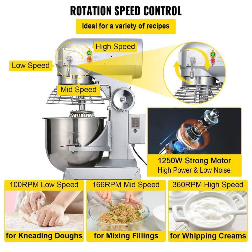 SKYSHALO 30 qt. Commercial Dough Mixer 3-Speeds Adjustable Mixer Silver Electric Stand with Stainless Steel for Restaurants