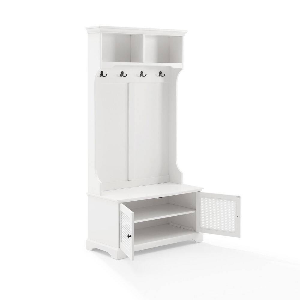 Sarah Hall Tree White - Crosley: Entryway Organizer with Shelving, Coat Hooks, Shoe Cabinet