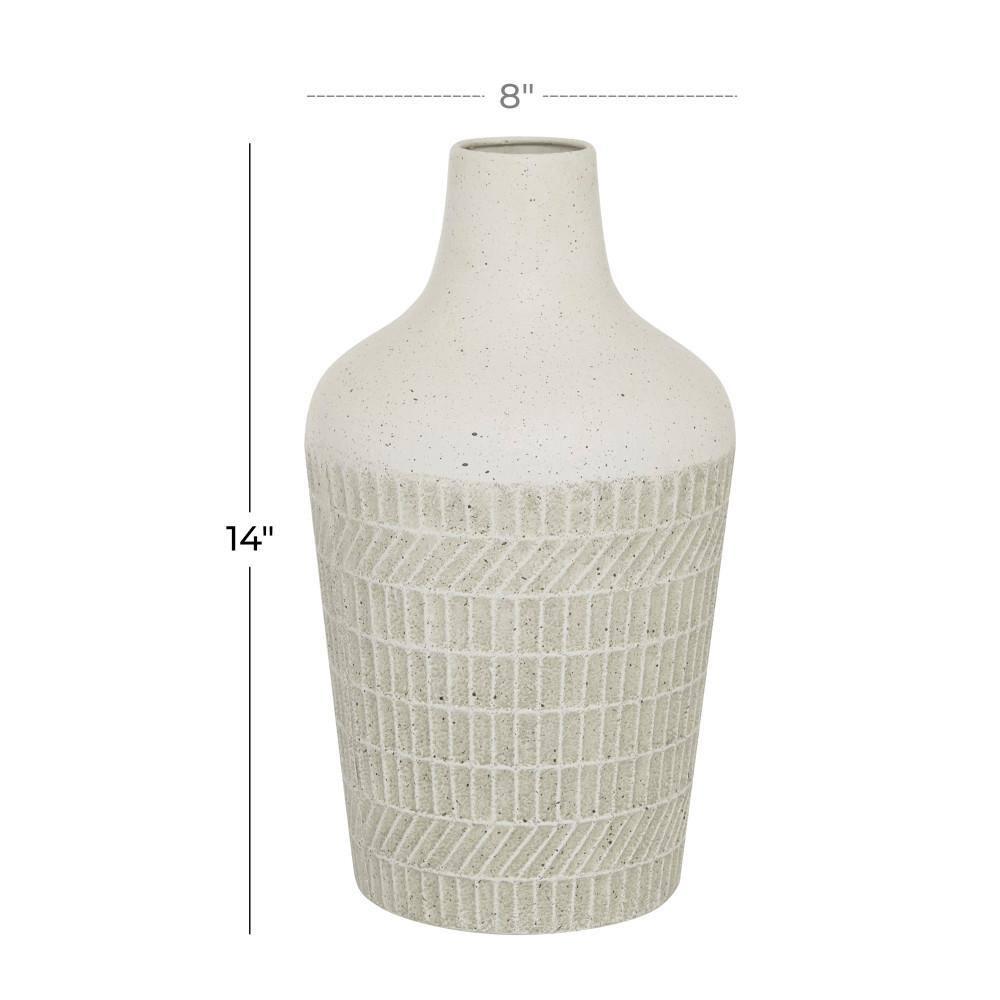 DecMode 13" Textured White Metal Vase