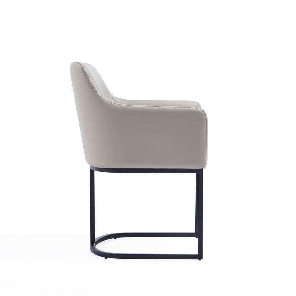 Set of 8 Serena Modern Leatherette Upholstered Dining Chair Set Light Gray - Manhattan Comfort: Ergonomic Design, Steel Legs, Foam-Filled