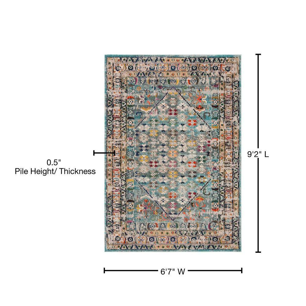 Monaco MNC255 Power Loomed Indoor Area Rug - Blue/Light Grey - 6'7"x9'2" - Safavieh