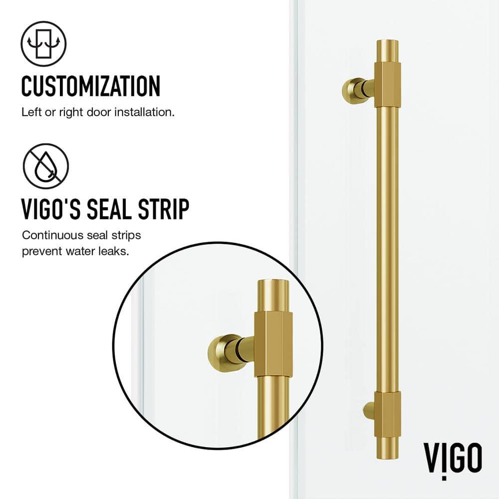 VIGO Elan Hart 68-72" W x 76" H Sliding Frameless Shower Door with 3/8" Clear Glass VG6022MGCL7276