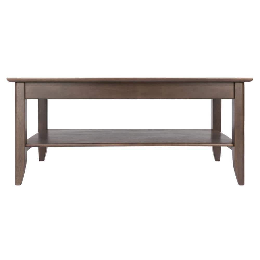 Santino Coffee Table Oyster Gray - Winsome: Wooden Rectangle Design, Fixed Shelf, MDF & Veneer, Living Room Furniture