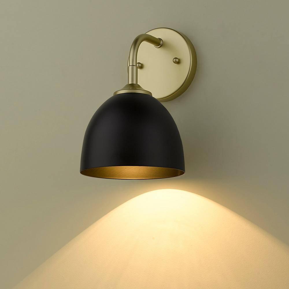 Golden Lighting Zoey 1-Light Wall Sconce in Olympic Gold with Matte Black