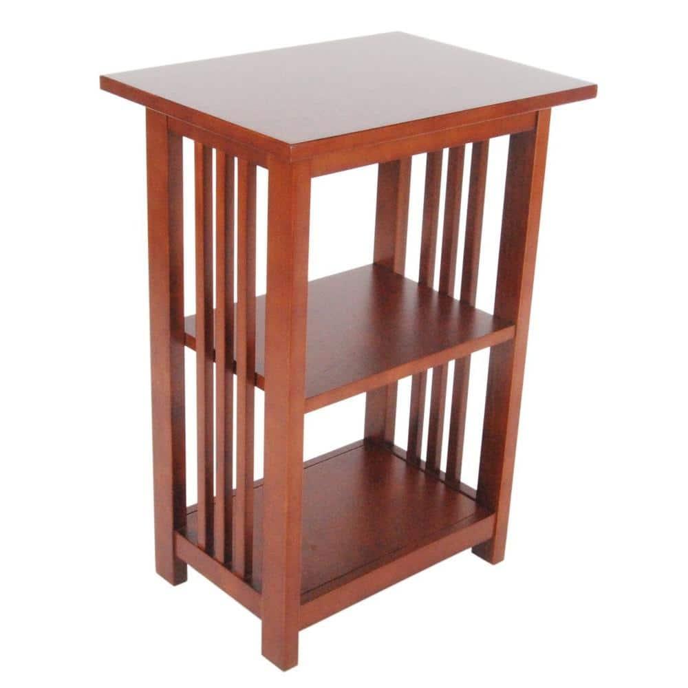 Modern 2 Shelf End Table Cherry - Alaterre Furniture: Hardwoods, Stainless Steel Hardware, Fixed Shelf