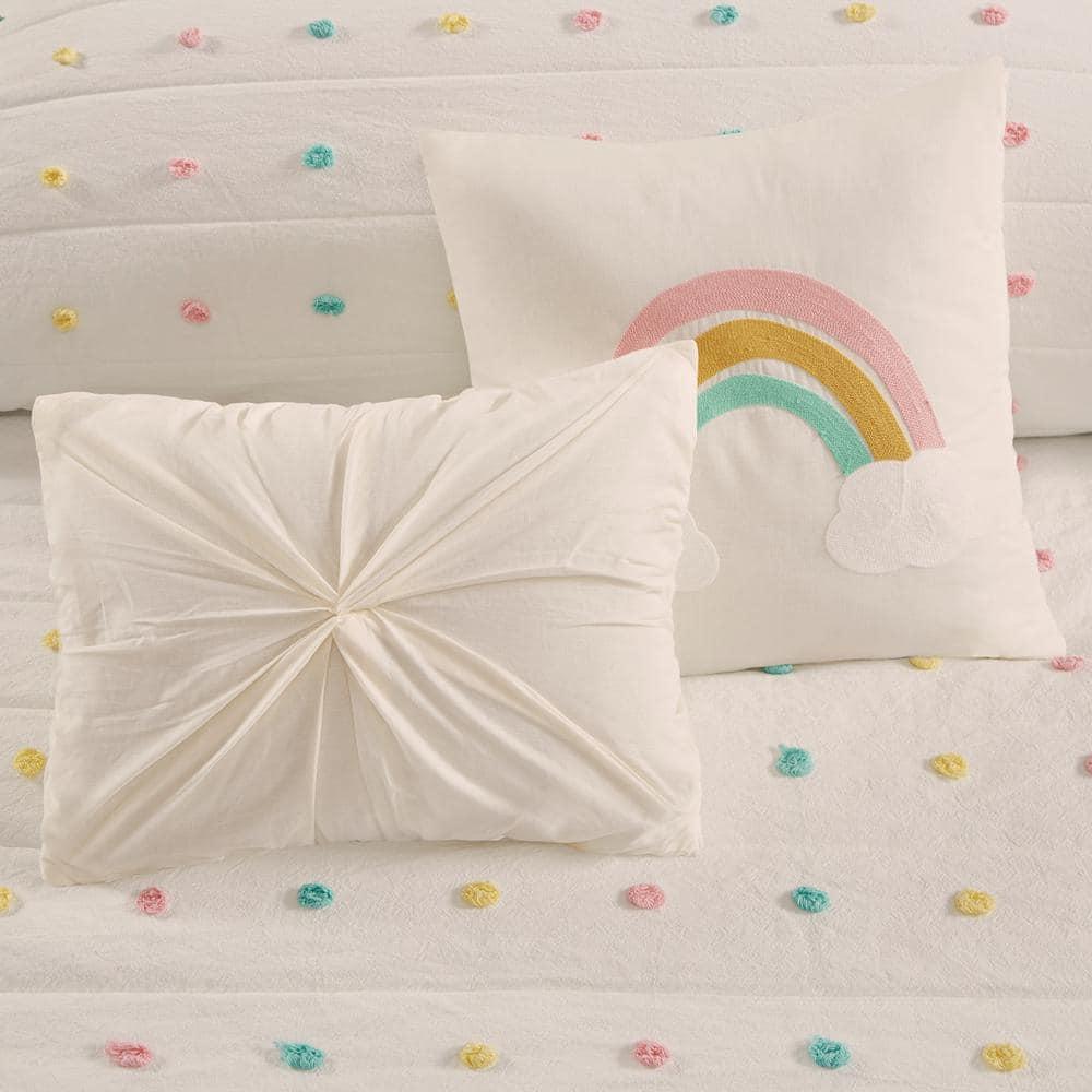 Callie Pom Pom Cotton Jacquard Quilt Set with Throw Pillows