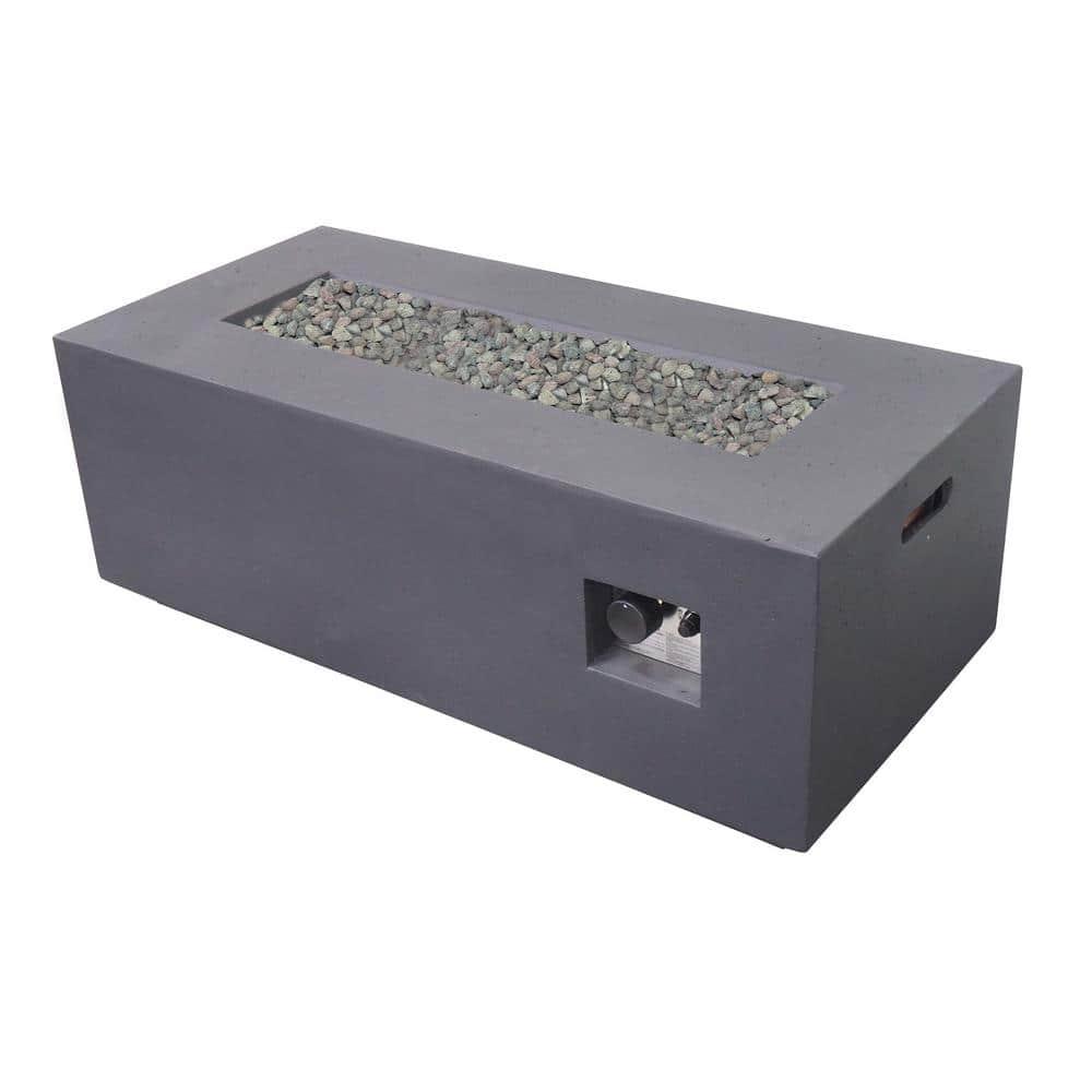 GDFStudio Hearth Outdoor 40,000 BTU Lightweight Concrete Fire Pit Table, Dark Gray