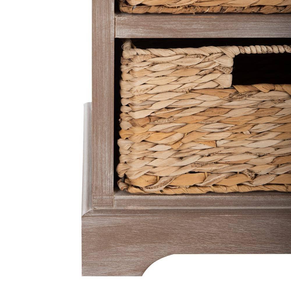 Herman Storage Unit with Wicker Baskets - White Wash - Safavieh.