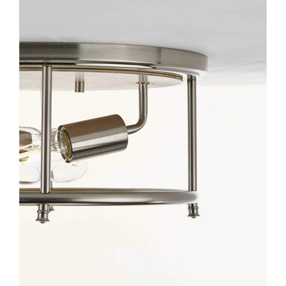 Marshel 13"W 2-Lightwith Black Marbled Base Flush Mount Light Fixture