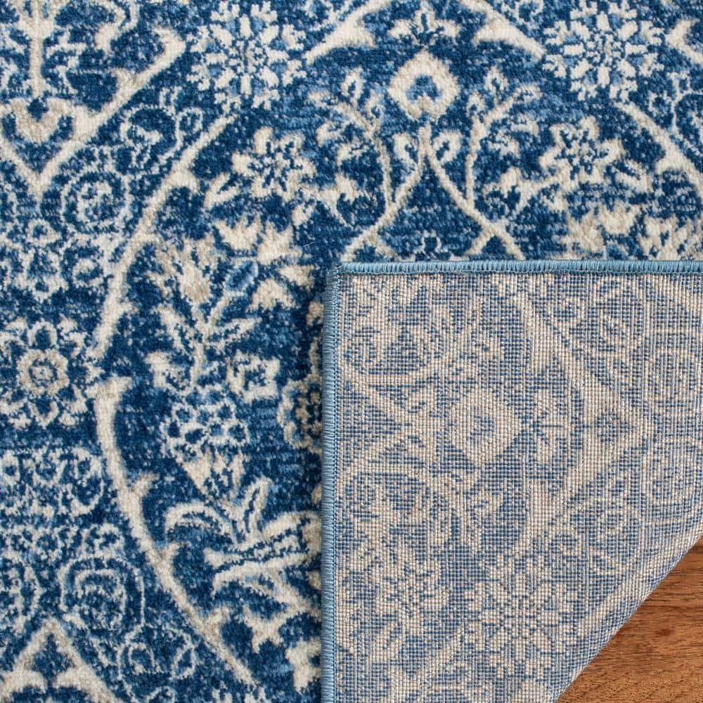 Brentwood BNT860 Power Loomed Area Rug - Navy/Light Grey - 5'x5' - Safavieh.