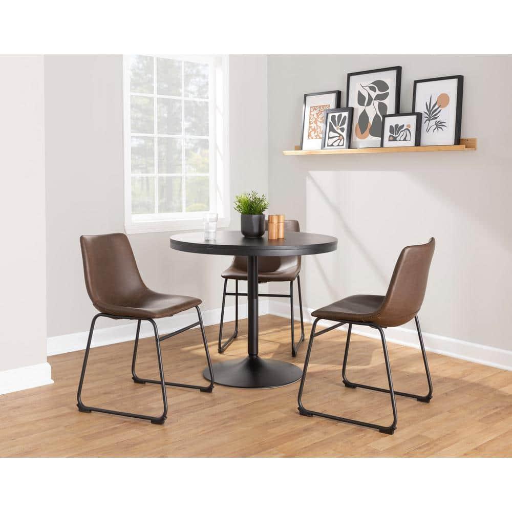 Duke Espresso Faux Leather Upholstered Side Chair with Metal Legs