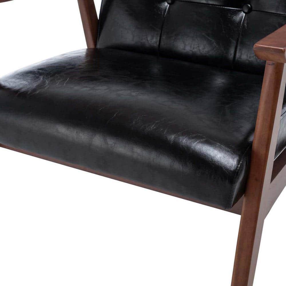 Convenience Concepts Take a Seat Natalie Accent Chair, Black Faux Leather/Espresso