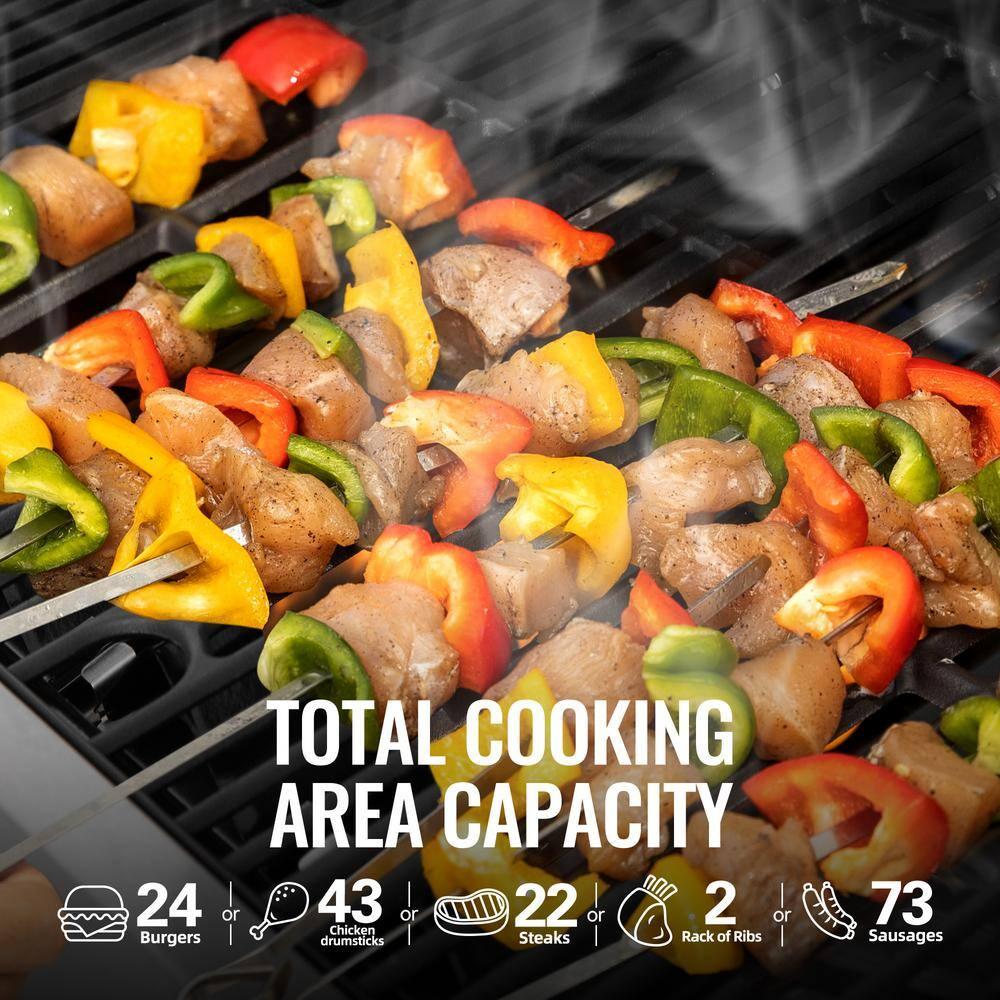 Stainless Steel 6-Burner Propane Gas Grill with Side Burner