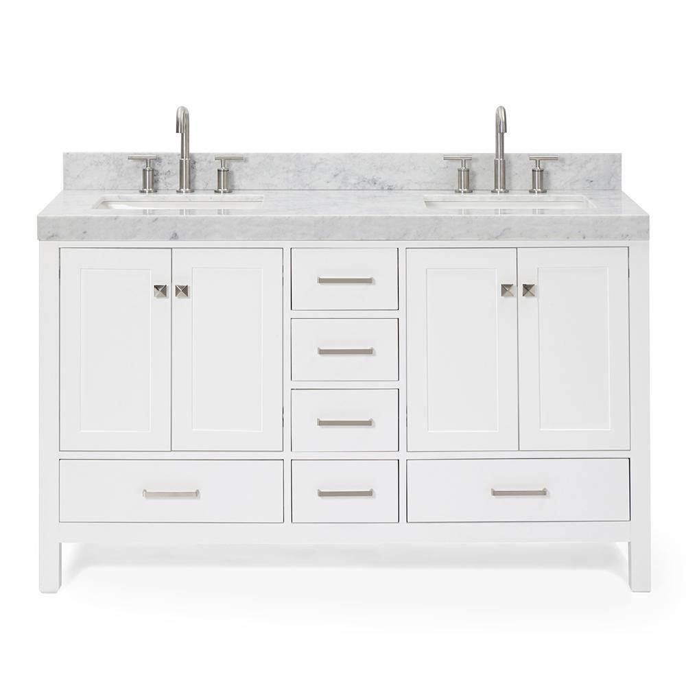 Cambridge Double Bathroom Vanity with Carrara Marble Top