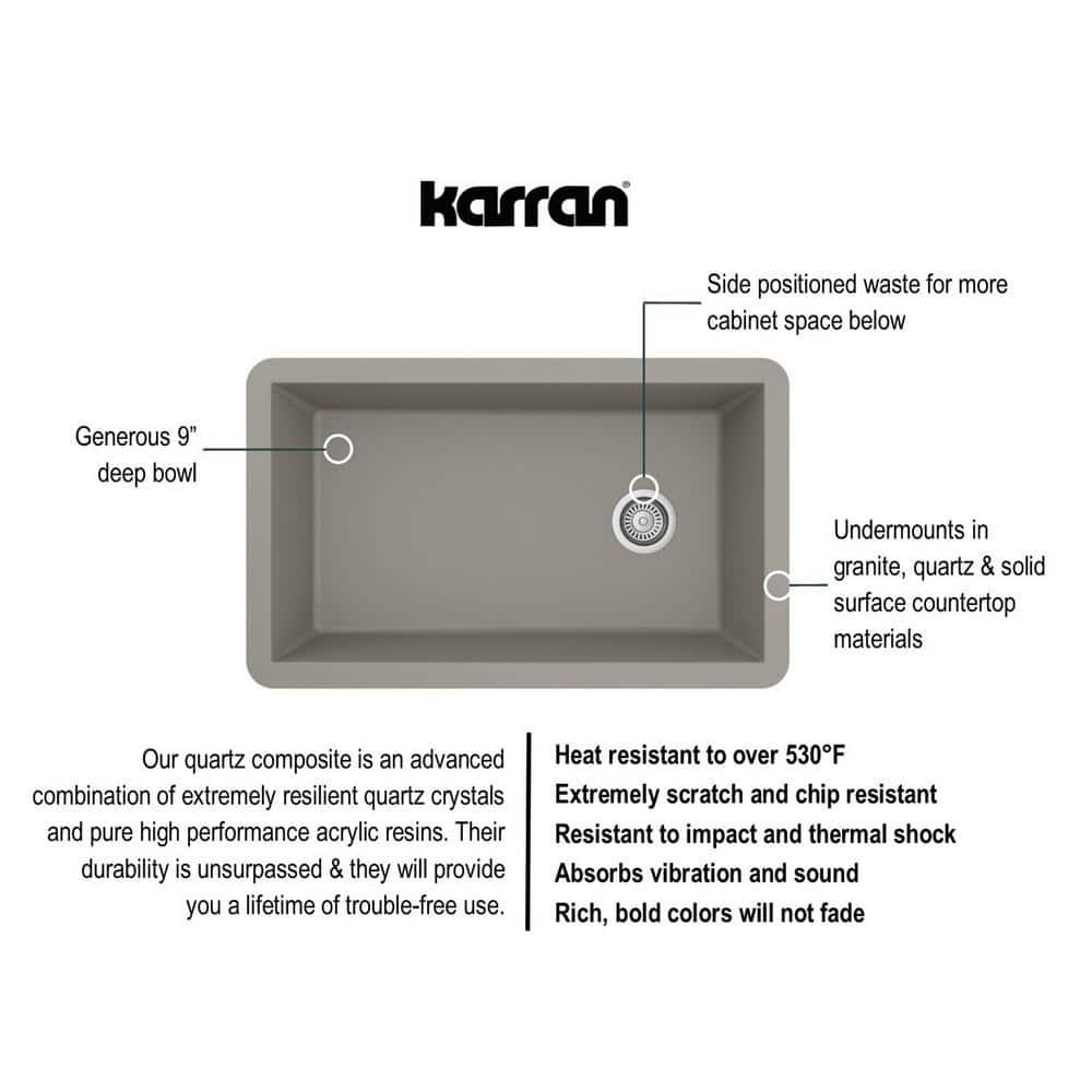 Karran Undermount Quartz Composite 31-3/4'' X 19-1/4'' Single Bowl Kitchen Sink