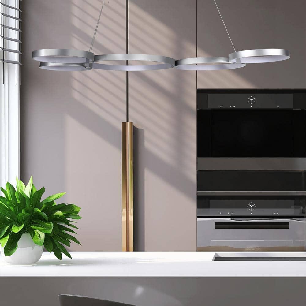 Capella 5-Light Geometric Ring Pendant 50" Integrated LED ETL Certified Adjustable Chandelier