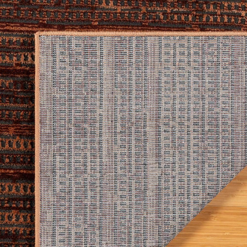 Missha Dario Modern Striped Brown Tan Polyester High-Low Indoor Area Rug