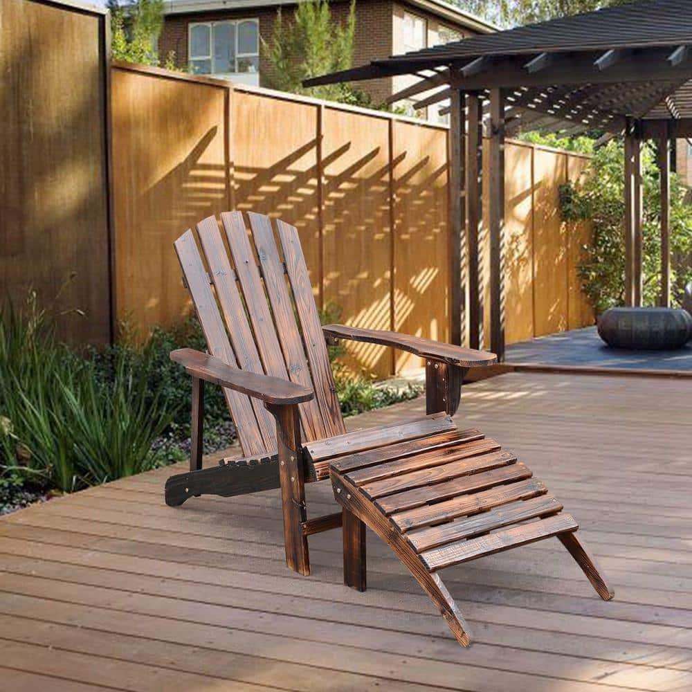 Wood Adirondack Chair with Ottoman