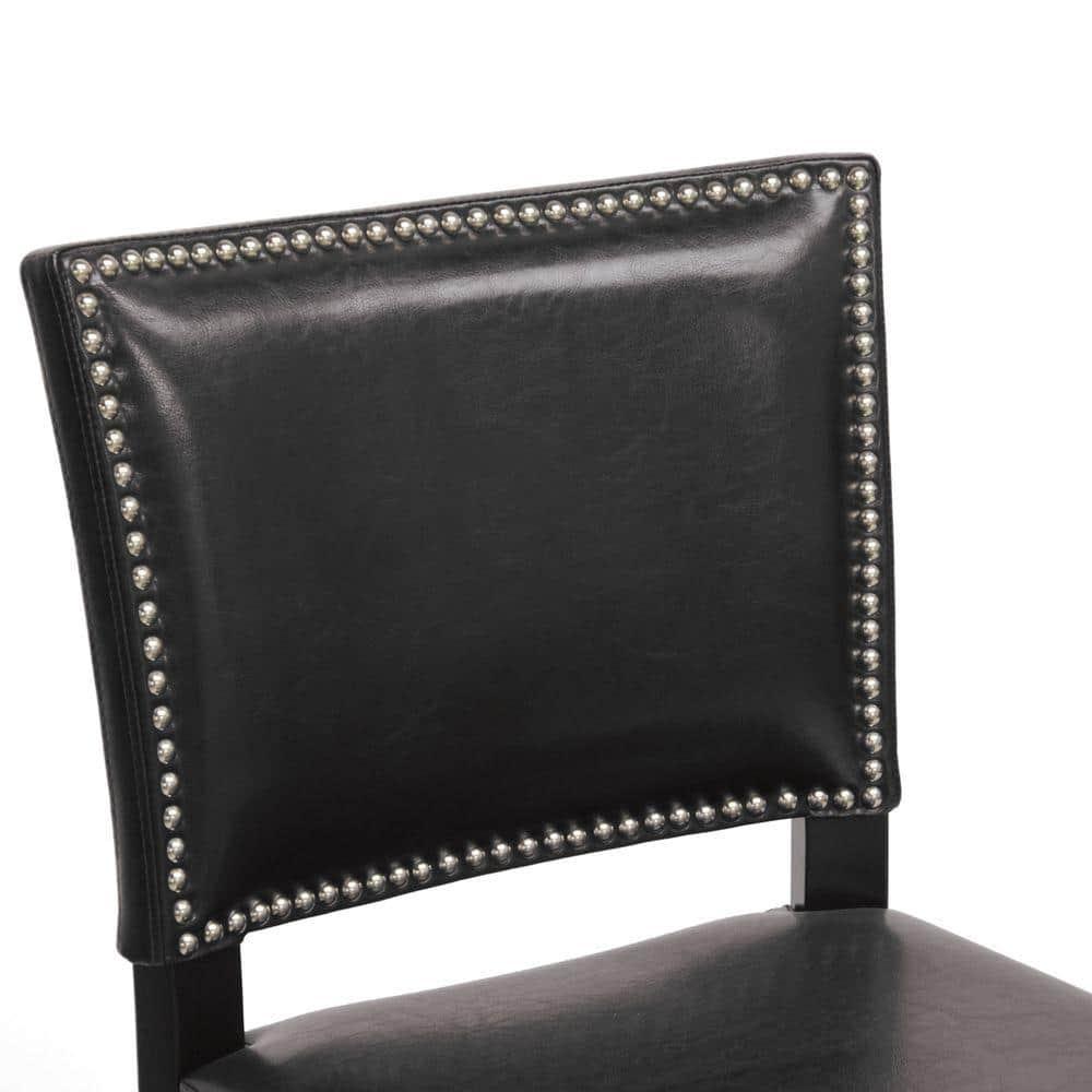 Set of 2 Aries Modern Barstools with Nail Head Trim Black - Baxton Studio