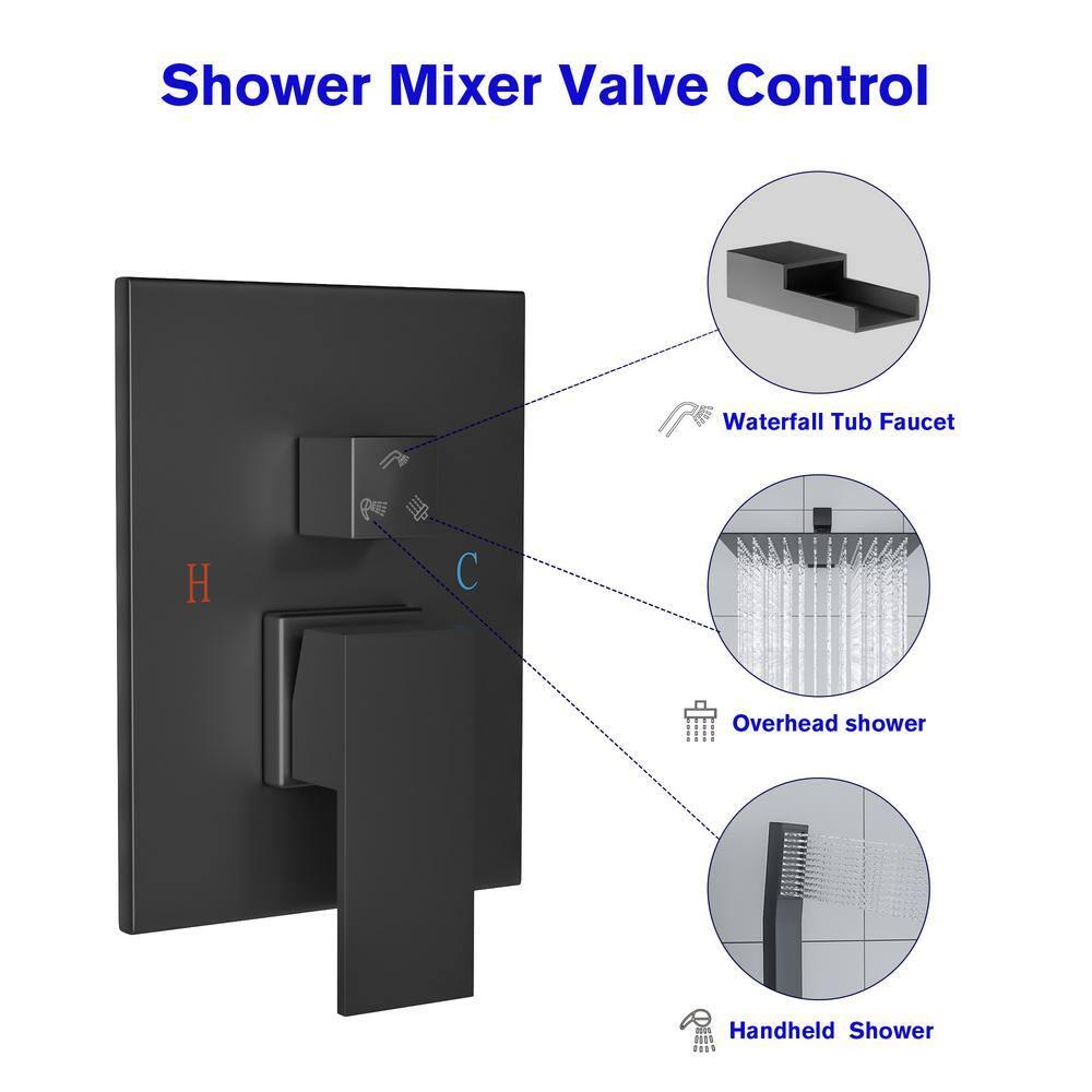 Lordear Bath Shower Faucet Set Tub Spout 10 inch Rain Shower Head with Handheld Shower System