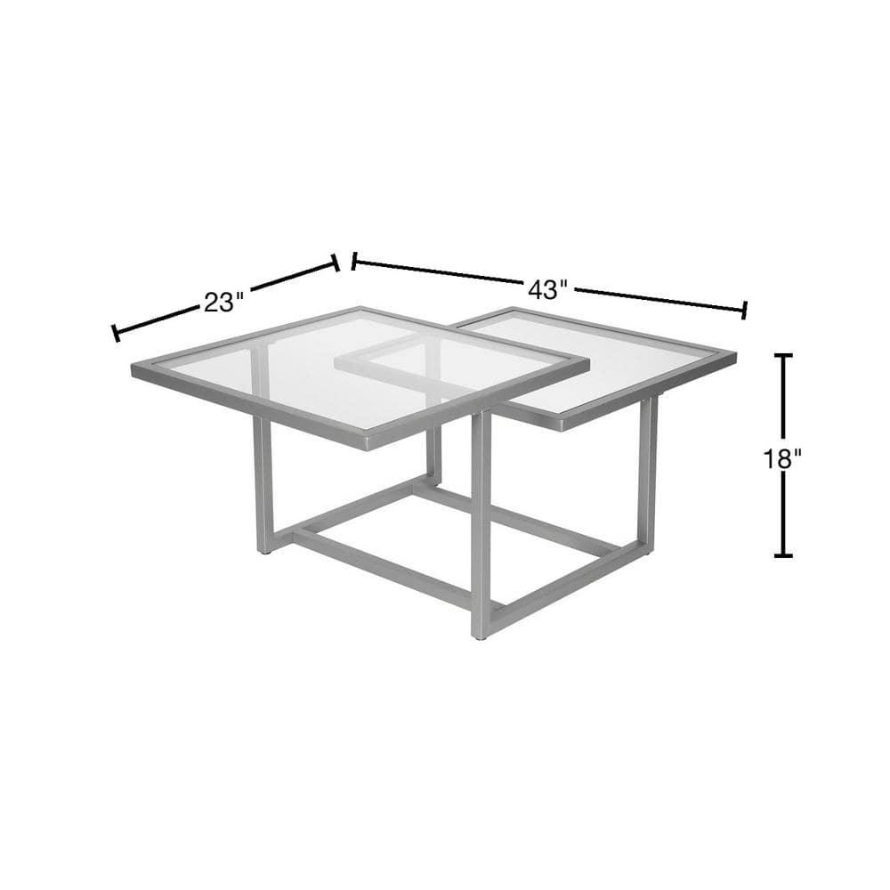Evelyn&Zoe Amalie 43" Wide Square Coffee Table, Nickel