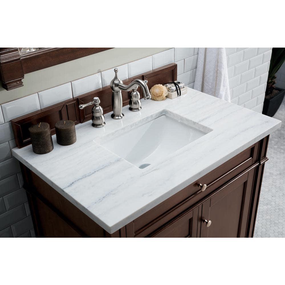 Burnished Mahogany Single Vanity with Satin Nickel Hardware
