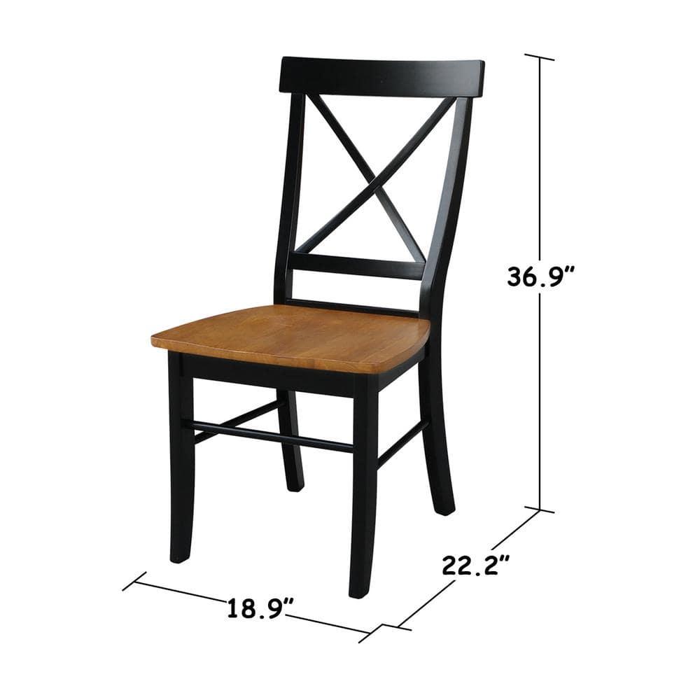 International Concepts Set of 2 X Back Chairs with Solid Wood Seats Black/Cherry Red: Hardwood Frame, Mid-Century Style