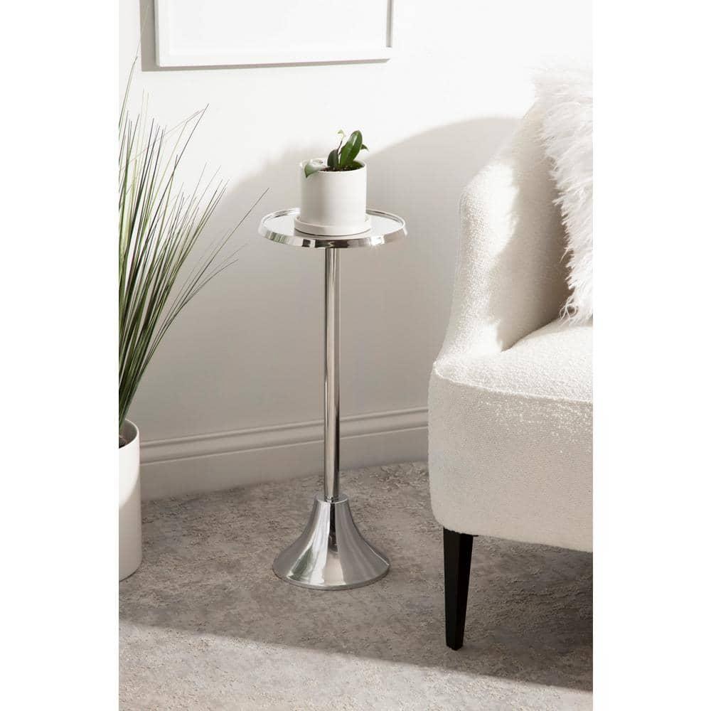 Kate and Laurel Sanzo Round Metal Drink Table, 9x9x23, Silver