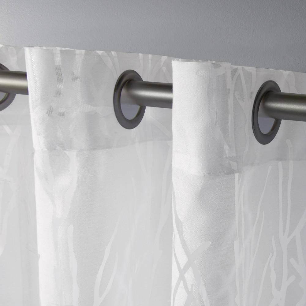Set of 2 84"x52" Edinburgh Branch Sheer Burnout Grommet Top Window Curtain Panel White - Exclusive Home: Modern Botanical Design, Indoor Use
