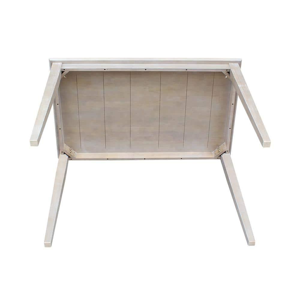 Solid Wood 30" X 48" Counter Height Table Washed Gray Taupe - International Concepts: Parawood, Non-Extension, Modern Style