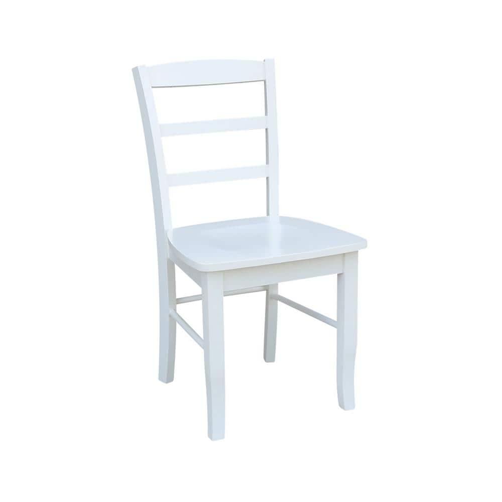 International Concepts Set of Two Madrid Solid Wood Ladderback Chairs in White