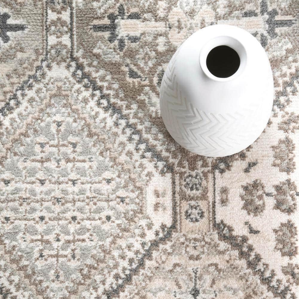 Nuloom 8x10 Becca  Tiled Indoor Area Rug, Beige, Faded Transitional Design, Stain Resistant, BedroomLiving Room, Kitchen,