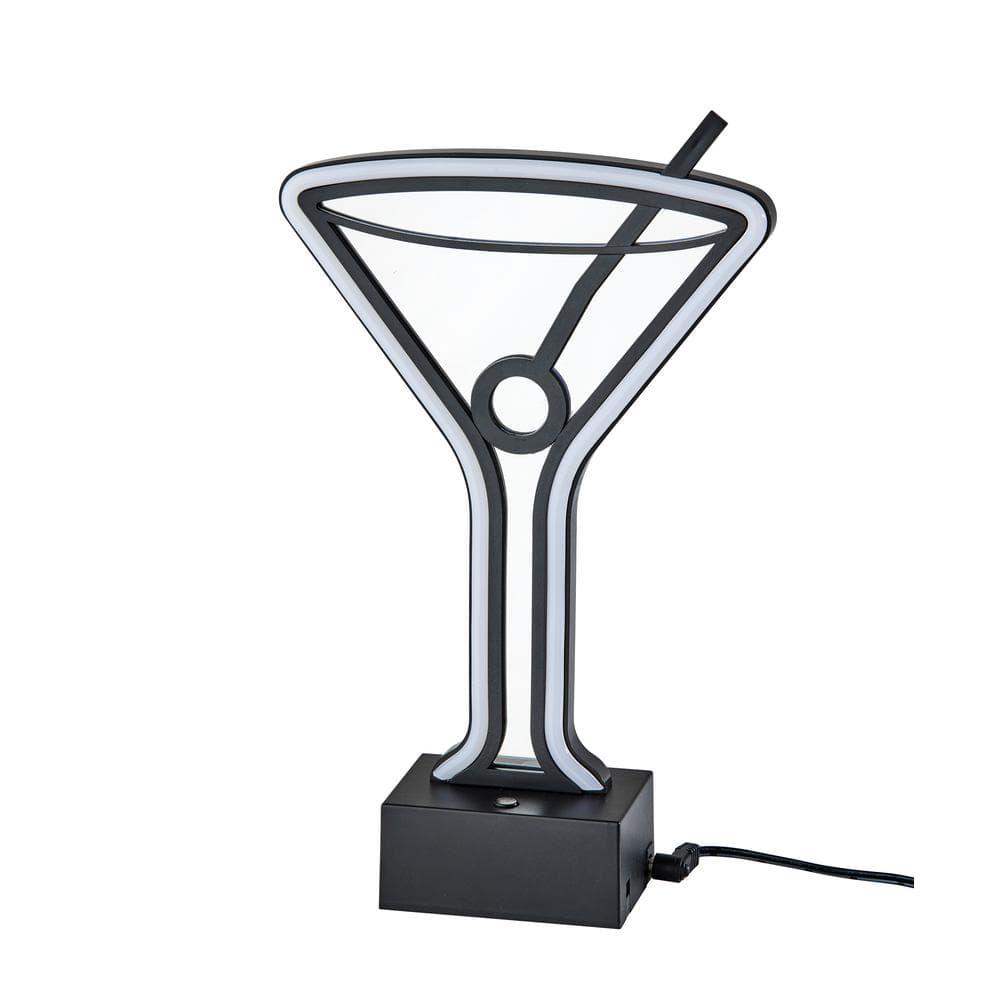 Infinity Neon Martini Glass Table/Wall Lamp Black - Adesso: USB Powered, Battery Option, LED Lighting