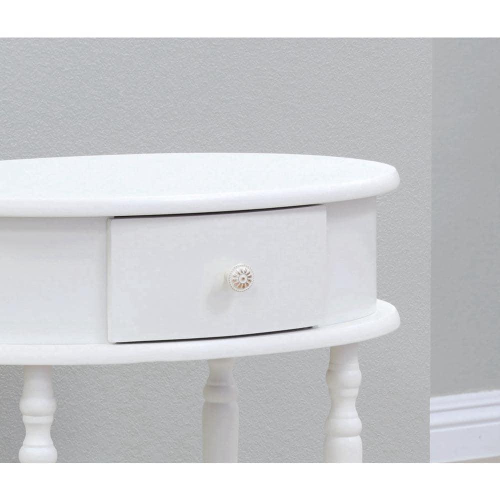 Classic Brandi White Oval End Table with Shelf
