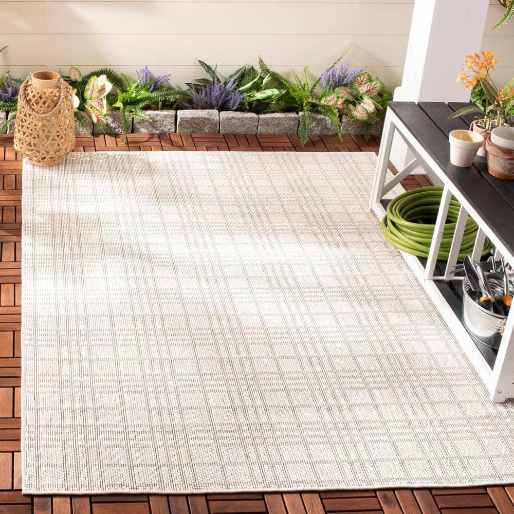 Bermuda BMU802 Power Loomed Indoor/Outdoor Machine Washable Area Rug - Ivory/Light Grey - 5'3"x5'3" - Safavieh