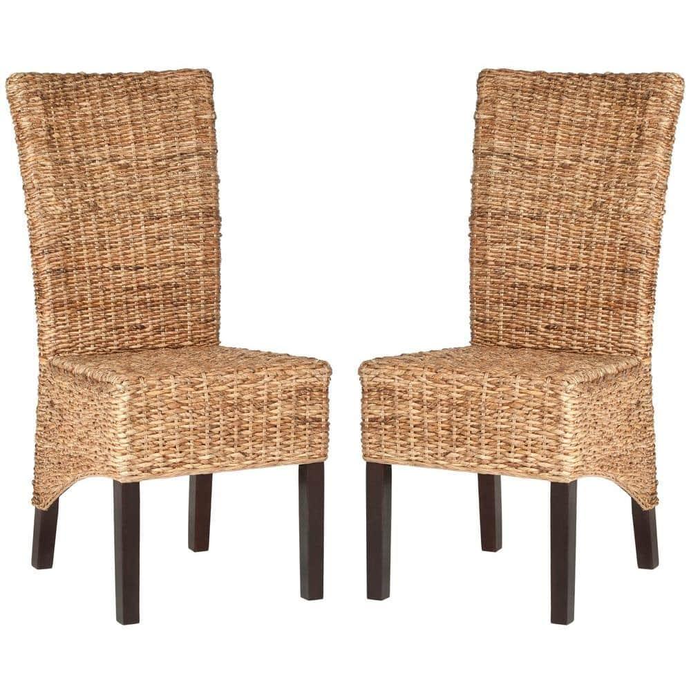 Kiska 18" H Rattan Side Chair (Set of 2) - FOX1021 - Dark Brown - Safavieh Couture