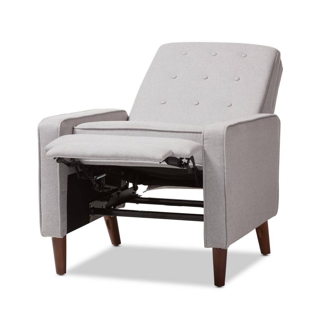 Mathias Mid Century Modern Fabric Upholstered Lounge Chair Light Gray - Baxton Studio: Recliner, Home Office Furniture