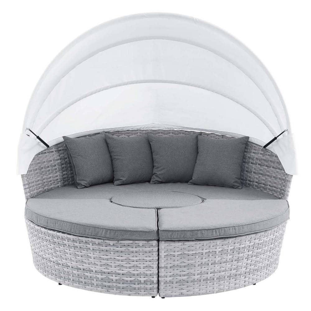 Modway Scottsdale Aluminum and Fabric Canopy Patio Daybed in Light Gray