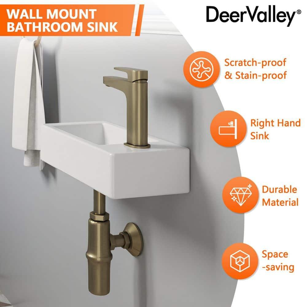 DeerValley DV-1V081R White Ceramic Rectangular 7'' Wall Mount Bathroom Sink