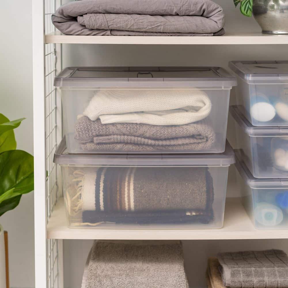 IRIS 17qt 8pk Snap Top Plastic Storage Bin: Stackable, Transparent, Portable, Nesting Utility Totes with Lids