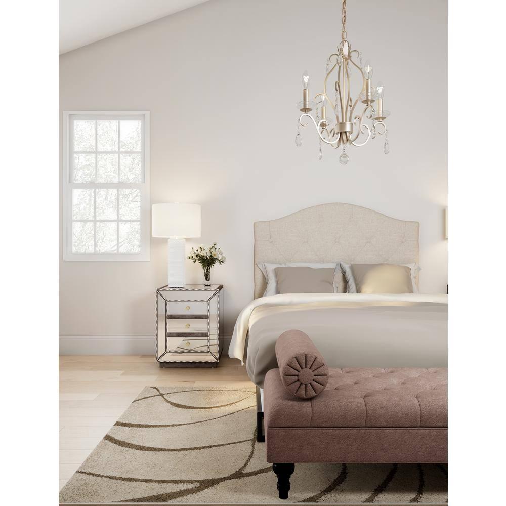 Baxton Studio Myra Modern and Contemporary Queen Size Light Beige Fabric Upholstered Button-tufted Scalloped