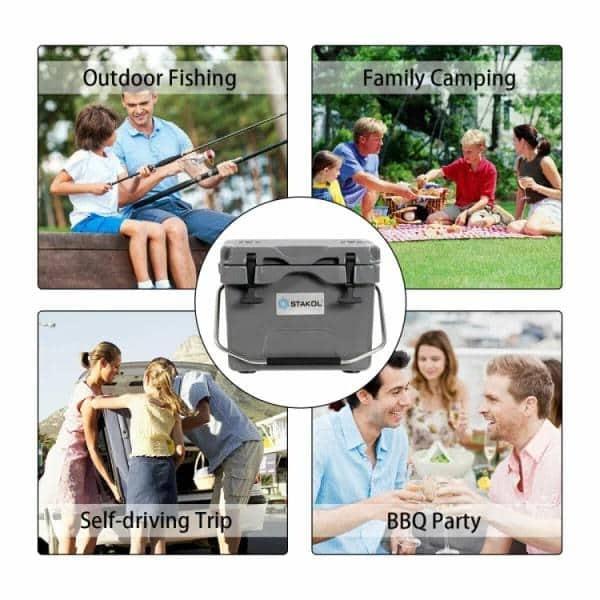 Costway 16 Quart Cooler Portable Ice Chest Leak-proof 24 Cans Ice Boxfor Camping